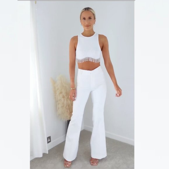 Zara Seamless Rhinestone Crop Top White Sz XS-S , M-L NWT - Picture 11 of 15